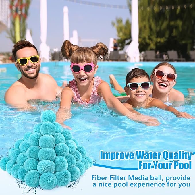 MJZ Pool Filter Balls for Sand Filter, 4.4 Lbs Reusable Sand Filter Balls for Swimming Pools, Efficient Eco-Friendly Polysphere Pool Filtration Balls, Pool Filter Balls Media for Sand Pump(Cyan)