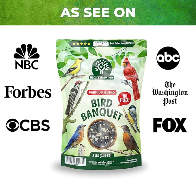 Nature Anywhere Bird Seed Bird Banquet Bird Seed for Outside Feeders, Wild Bird Seed, Bird Food, No Fillers, Made in USA, Wild Bird Food Blend
