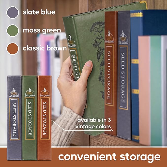 Create-ables Willow and Wildflower Garden Seed Organizer Binder, Seed Storage Organizer, Garden Binder Book for Packet Storage Catalog Can Store 120 Packets with Dibber and Widger (Classic Brown)