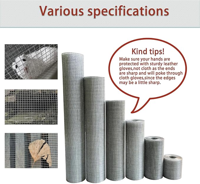 Galvanized Hardware Cloth 1/4 Inch 23 Gauge - 4" x 35ft Heavy Duty Welded Wire Mesh, Hot-Dip Galvanized After Welding for Durability - Chicken Fence, Garden Fencing, Rabbit Barrier, DIY Crafts
