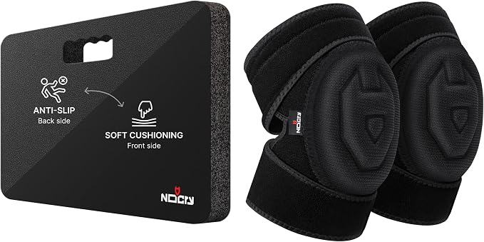 NoCry Premium Memory Foam Kneeling Pad with Non-Slip Technology; Extra Thick Gardening Knee Mat & Supportive Sports and Gardening Knee Pads; Unique Adjustable Straps; Durable Gardeners Knee Pads