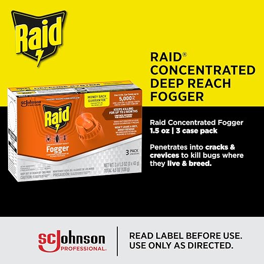 Raid 305690 Concentrated Deep Reach Fogger, 1.5 oz Aerosol Can, 3/Pack, 12K/CT