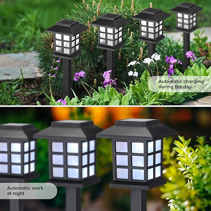 Hortsun 20 Pack Solar Pathway Lights, Outdoor Garden Solar Waterproof LED Landscape Lights for Yard Patio Lawn Pathway Decoration(Cold White)