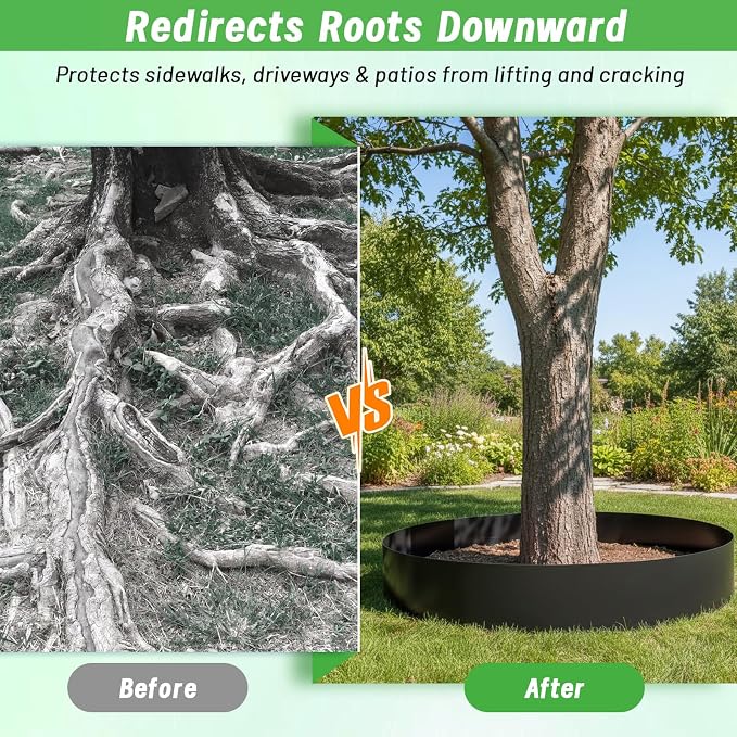 Convivium Tree Root Barrier Roll, 60mil Recycled HDPE Root & Bamboo Barrier for Landscaping, Heavy-Duty Root Blocker for Sidewalks, Driveways & Garden Edging (17in x 50ft x 60mil)