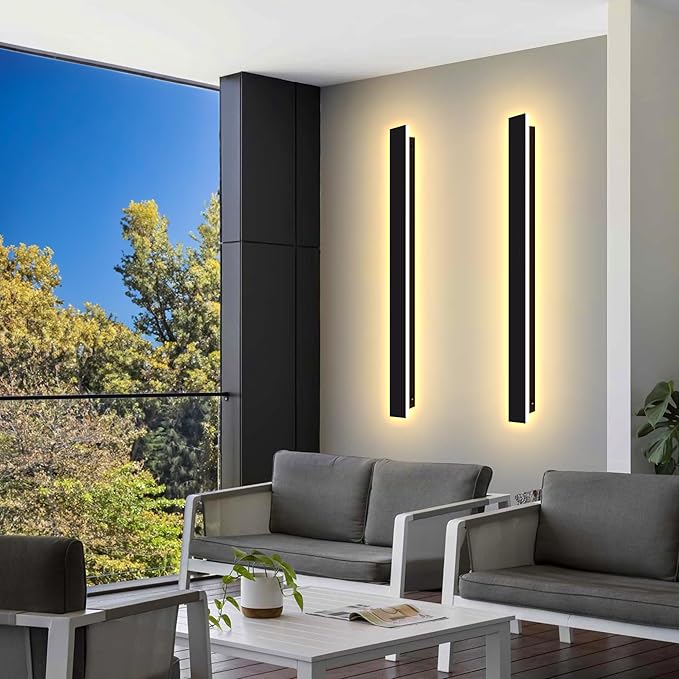Outdoor Wall Light LED Long Wall Sconce 7.88in Ip65 Waterproof Black Modern Outdoor Lights 3000k 7W Metal Exterior Light Fixture for Porch Light Patio Front Door Yard Garden Villa Living Room