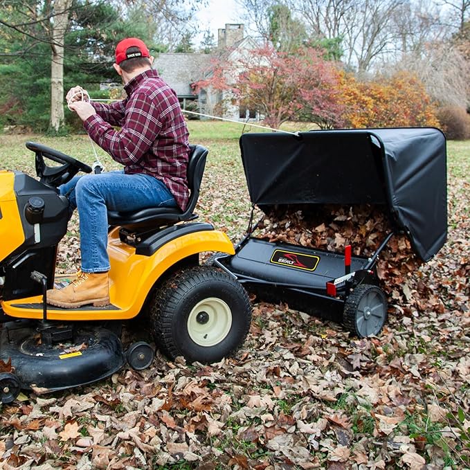 Brinly 42" Tow-Behind Lawn Sweeper in Hammered Finish with High-Velocity Brushes, Textured Black