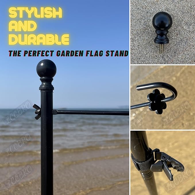 LCCBRO Garden Flag Holder Stand for Outside 12 x 18 Heavy Duty, Small Flag Holders for Yard and Garden, Last Flag Stand You’ll Ever Need (1)