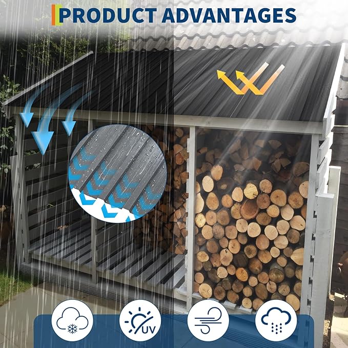 GarveeLife Metal Roofing Panels - 20Pcs Corrugated Galvanized Roof Panels for Carport Waterproof Siding Panels for Outdoor House, 42.52 in x 16.8 in