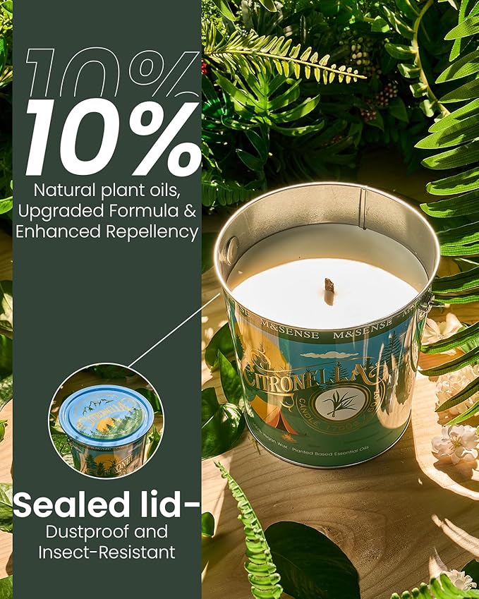 M&SENSE Citronella Eucalyptus Scented Candle 40 oz,Citronella Eucalyptus Candles Outdoor Indoor,Summer Candles for Outside,250 Hours Burn Time,Nature Soy Wax