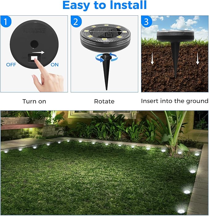 Peasur Mini Solar Ground Lights, 2 Pack Flat Solar Disc Lights Outdoor Waterproof, 2.3 Inch Small Solar Garden Lights Landscape Lighting for Outside Pathway Garden Yard Lawn Walkway,Cool White