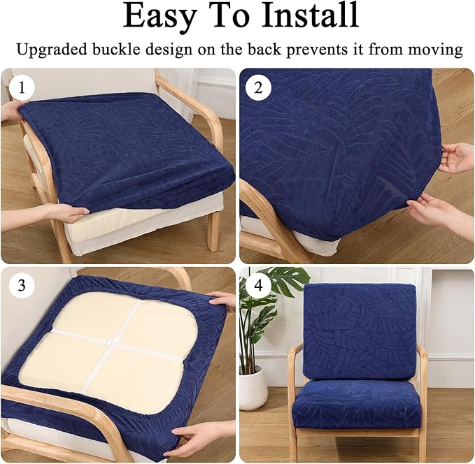 HEBE Stretch Patio Cushion Covers Set 8pcs,Waterproof Outdoor Couch Covers Replacement,Washable Reusable Seat Cushion Slipcovers for Patio Furniture Protector,Chair Cushion Cover