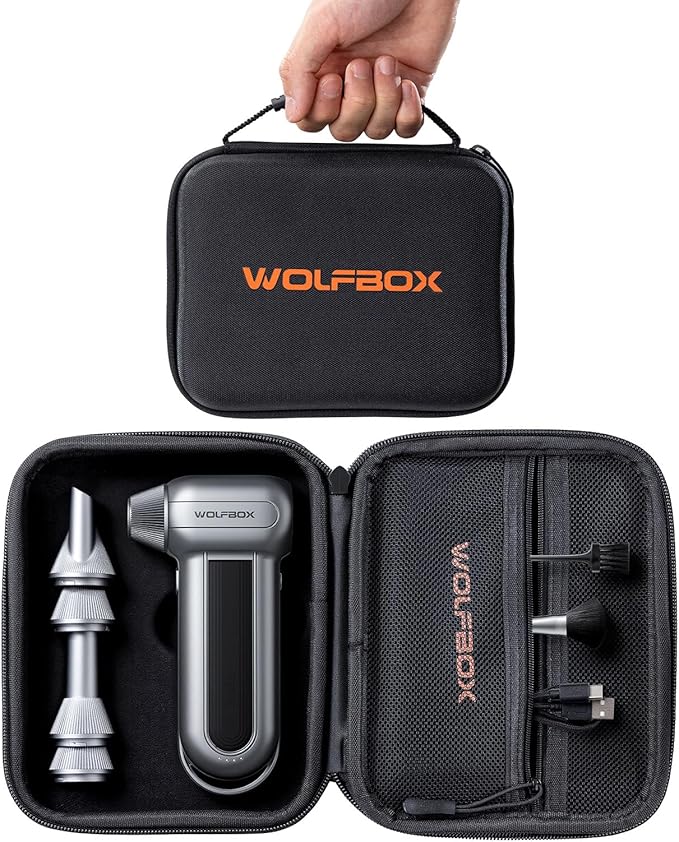 WOLFBOX Hard Carrying Case for MF100 Electric Air Duster [CASE ONLY, Device Not Included], Shockproof Travel Storage Bag for Compressed Air Blower & Accessories, Splash-Proof