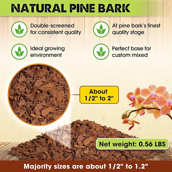 DUSPRO Recycle Orchid Bark Bulk for Plants, Optimal Texture Bark for Orchids Potting, Ideal Wood Chips for Plants (2 Quart)
