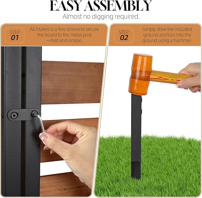 Kryonix 42" H x 38" W No Dig Privacy Fence,2 Panels Pine Wood Outdoor Privacy Screen for Pool Equipment Enclosure,Patio Fence, Air Conditioner Fence,Trash Can Fence