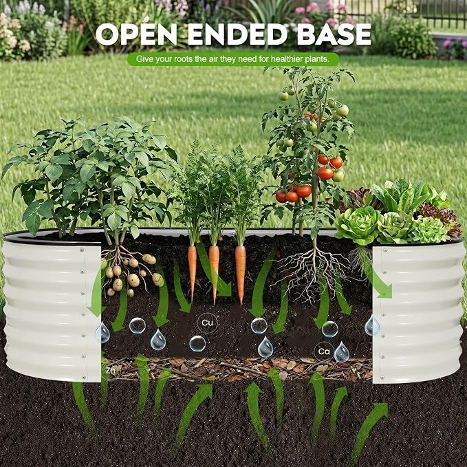 2 Pack 5x2ft Raised Garden Bed for Outdoor Gardening, 17" Tall Planter Raised Beds, 4 in 1 Galvanized Raised Garden Bed for Deep Root Vegetables Flowers Herbs - White