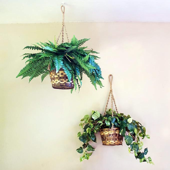 Nearly Natural Pothos Hanging Basket Silk Plant, 29" x 10.25" x 10.25"