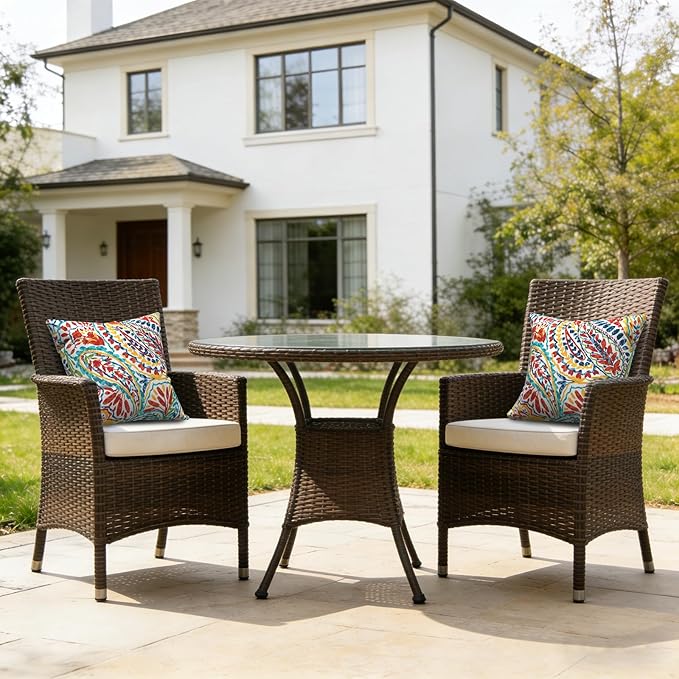 LVTXIII 2 Pack Outdoor Pillow Covers ONLY 18x18 Inch, Water-Repellent Square Decorative Cushion Covers for Patio Furniture, Garden, Sofa, Paisley Multi