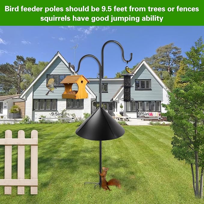 24 Inch Metal Squirrel Baffle, Metal Squirrel Baffle for Bird Feeder Pole Squirrels Proof Bird Feeders Outside Pole Mount Bird House Guard for Outdoor Shepherd’s Hook
