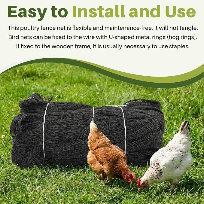 25 x 25 ft Aviary Bird Netting Chicken Netting Commercial Grade Heavy Duty Knotted 1 inch Mesh for Chicken Coops Poultry Blueberries Fruit Trees Net Aviary Garden
