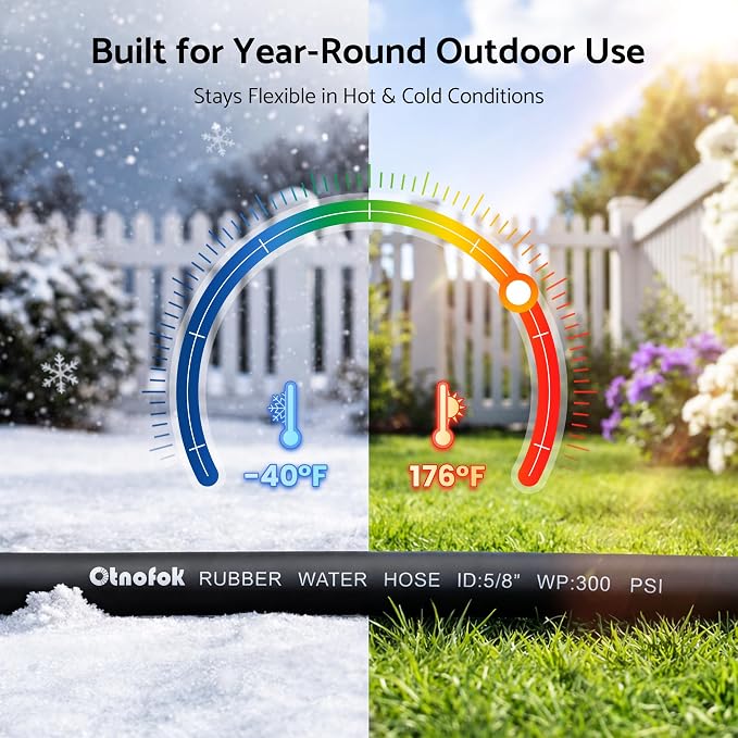 Heavy Duty Garden Hose 75 ft x 5/8", 5-Layer Hybrid Rubber Water Hose with 3/4" Swivel Brass Male to Female Fittings, 1000 PSI Burst, Leak-Proof & Weather Resistant for Lawn, Backyard, Black
