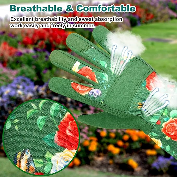 DLY Gardening Gloves, Garden Gloves for Women, long gardening gloves for Garden Work and Yard,Durable and Comfortable(Medium, Green