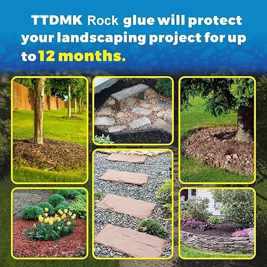 Mulch Glue for Landscaping, 128oz Rock Glue for Landscaping, Garden Anchor Adhesive for Stone, Pebble & Gravel, Rain Resistant Clear Finish, Pet Safe & Environmentally Friendly, Long Lasting Results