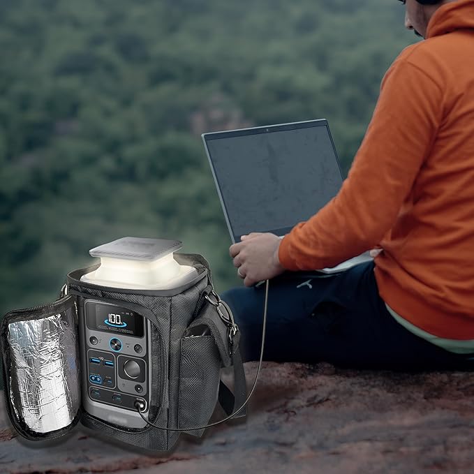 Waterproof Travel Bag Compatible with Anker SOLIX C300 DC Power Bank Station Outdoor 288Wh 90,000mAh，Power Bank Station Storage Case Cover with Two Pockets and Adjustable Strap