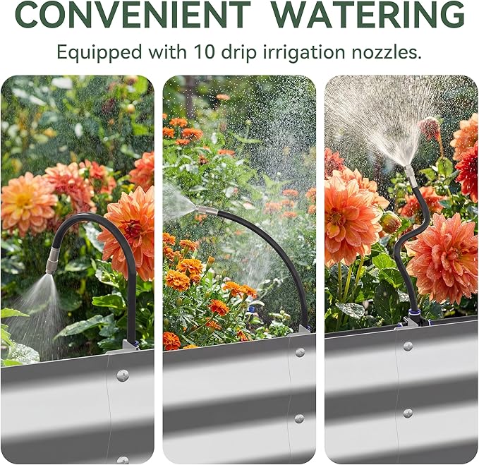 Lineware 8x4x3 ft Tall Galvanized Raised Garden Bed with Self-Watering System, Elevated Planter Boxes Outdoor, Rectangular Deep Raised Beds for Gardening,Vegetables,Flowers, Backyard, Patio