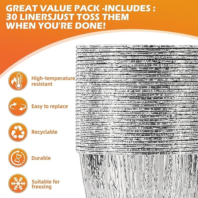 30-Pack Grease Liner and 1 Pack Black Bucket, Grill Drip Cups Compatible for Traeger Pro Series 575/780, 22/34 Series, Grill Accessories and Drip Tray Liner