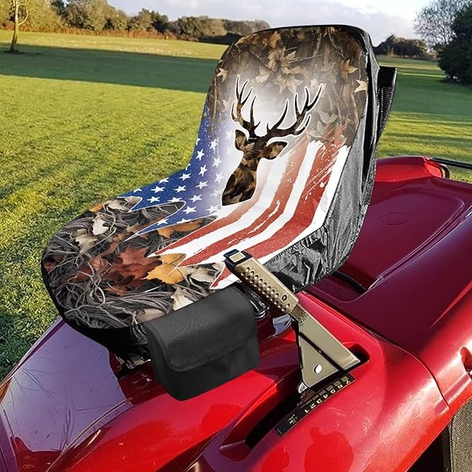 American Flag Riding Lawn Mower Seat Cover for Tractor Accessories Non Slip Agricultural and Industrial Vehicle Seat Cover Compatible with Craftsman Cub Cadet Kubota
