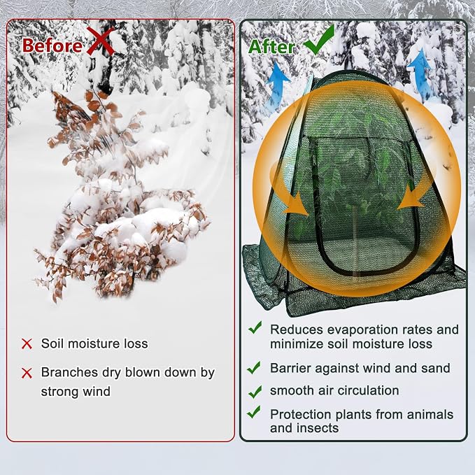 1 PCS Pop up Plant Cover Tent for Outdoor Plants, Large Plant Shade Tent 80% UV Resisitant Sunblock Shade Cloth Net Zipper Door Garden Pest Guard Plants Sun Protection with Stakes, 28 x 28 x 32 Inch