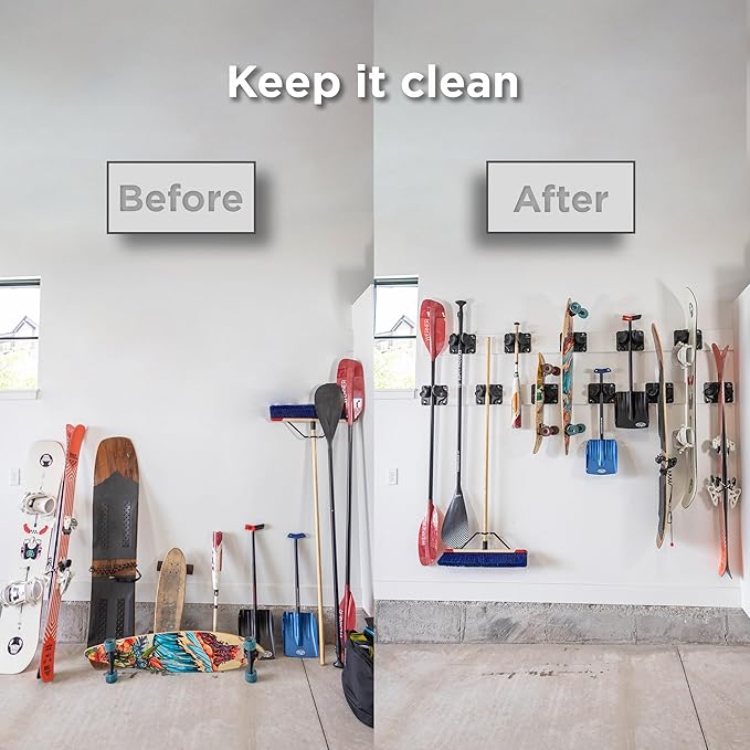 Gravity Grabber, The OG - Ski & Snowboard Wall Mount, Indoor Garage & Home Storage Organizer, Damage-Free Grip, Holds Skis/Boards/Poles/More, Space-Saving Premium Gear Rack, (Carbon 2-Pack)