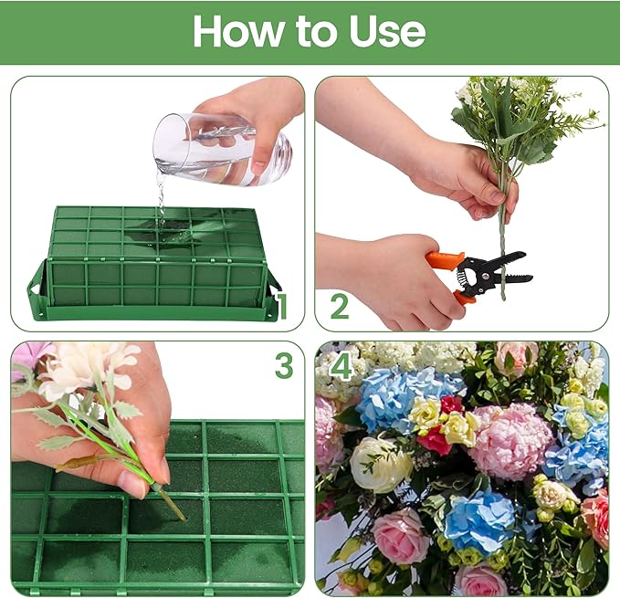 Hahood 24 Packs Floral Foam Cage Rectangle Flower Cage Holders with Floral Foam Flower Arrangement Supplies for Fresh Flowers, Home Wedding Decorations, 11.8 x 4.3 x 3.1 Inches