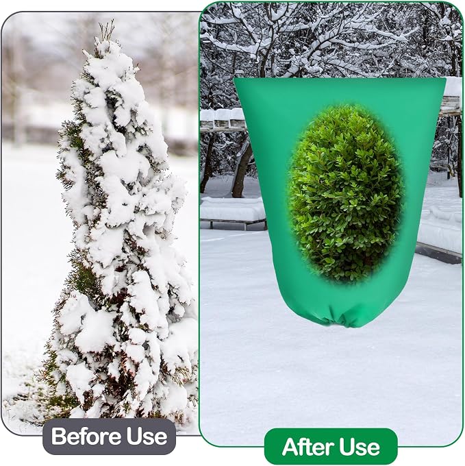 12 Pack Winter Plant Covers Freeze Protection 2 Size 47" x 32" and 24" x 32" Winter Frost Cloths Blankets with Zipper Drawstring Tree Covers for Outdoor Plants Shrubs Potted Trees