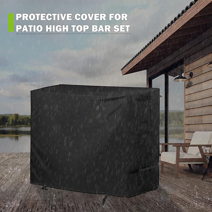 Patio High Top Dining Set Cover, Outdoor Table and Chairs Cover for 5-Piece Bar Height Rattan Set/Patio Bar Height Wicker Furniture for 4