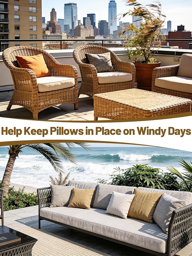 Apipi Wind Resistant Weighted Pillow Inserts for Outdoor - 2 Pack 1lb Each Hidden Weighted Inserts Help Keep Pillows in Place, Easy to Install & Remove for Windy Patios, Beach & Desert, 8" x 7"