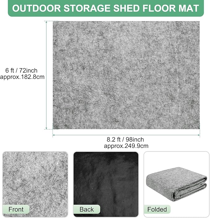 M METERXITY Outdoor Storage Shed Mat, 6x8.2 FT Waterproof Small Shed Flooring Mat for Patio Furniture Floor Protecting from Wear/Liquid/Dust/Oil, Non-Slip Carport Pad [Grey White]