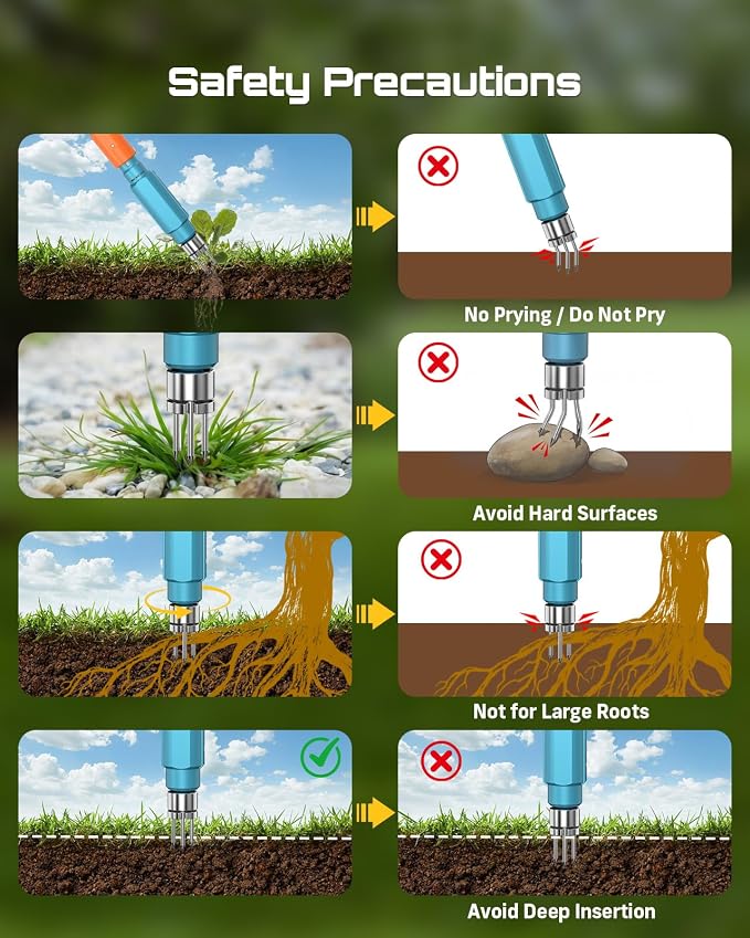 2026 Upgraded Electric Weed Puller Tool, 20V Battery Powered Stand Up Weeder with 2x2.0Ah, Adjustable Handle, 3-Claw Steel Head, Crabgrass Puller for Garden, Great Gift for Mom Dad Grandma Grandpa