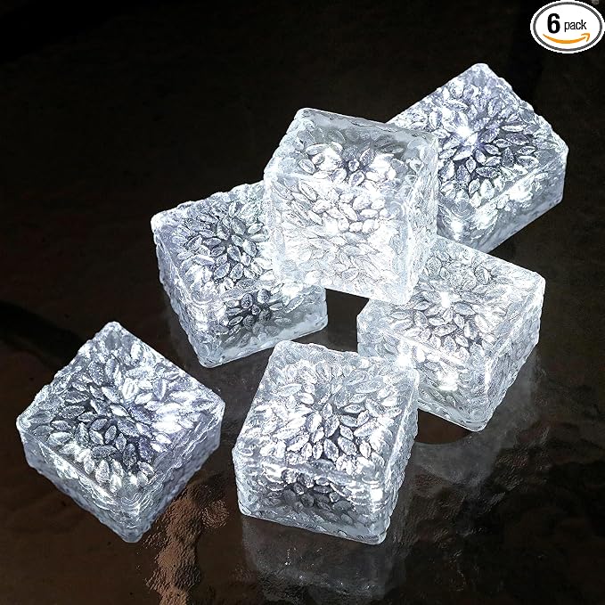JKIMK Solar Brick Lights - Outdoor Waterproof Patio & Garden Decor (6 Packs for Patio, Yard, Walkway, Pathway)