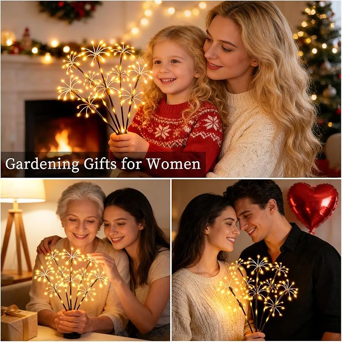 Solar Garden Lights Outdoor, 8 Pack 2-Layer Swaying Firework Lights, Waterproof Starburst Fairy Light Garden Decor for Yard Patio Pathway Lawn, Gardening Gifts for Women Mom Grandma Mother's Day