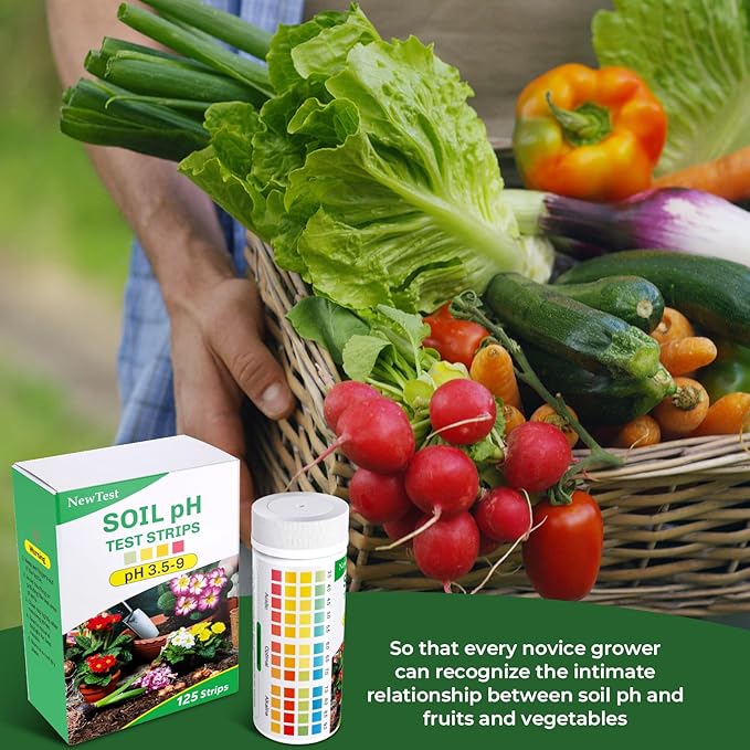 Soil pH Test Kit: Upgraded 125 Soil pH Test Strips with Measuring Cylinders for Accurate Testing pH Level of Garden Lawn Grass Flower Vegetable Compost Dirt (125)