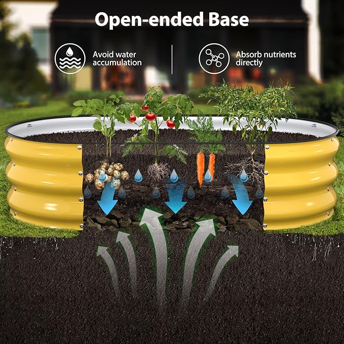 Winpull Raised Garden Bed Kit, 4x2x1ft Galvanized Planter Box with Rubber Safety Edging, Metal Garden Beds for Vegetables, Flowers, Herbs, Backyard & Patio (Cream Yellow)
