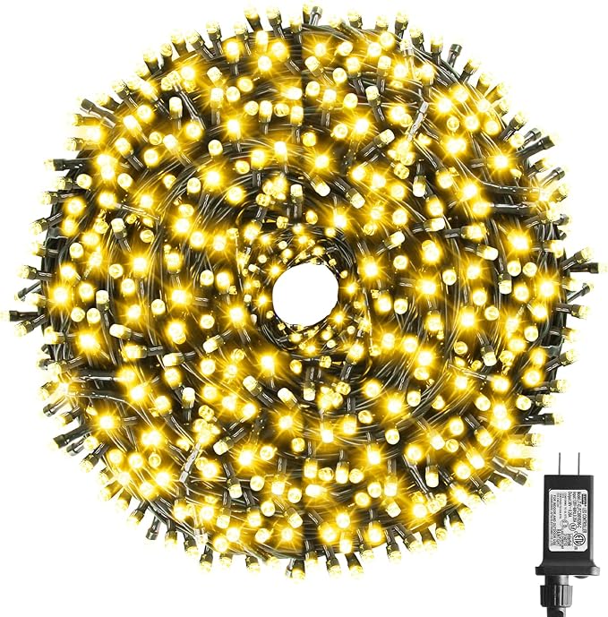 XTF2015 262FT 800 LED Christmas String Lights, Christmas Lights Plug 8 Modes Memory Function with Timer, UL Certified Outdoor Indoor Fairy Light Christma s Tree, Patio, Party (Warm White)