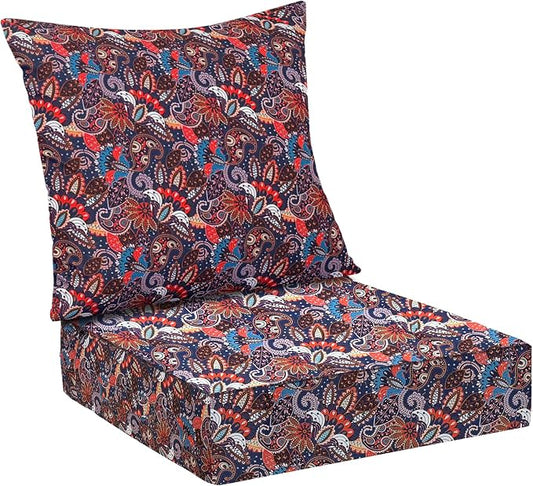 IPYNBAP Outdoor Cushions for Patio Furniture,Outdoor Seat Cushion Set 24 x 24 x 4 Inch,Waterproof & Fade Resistant Outdoor Chair Cushions,Deep Patio Chair Cushion with Removable Cover,Artistic Floral