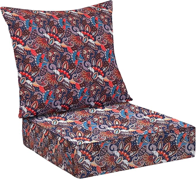 IPYNBAP Outdoor Cushions for Patio Furniture,Outdoor Seat Cushion Set 24 x 24 x 4 Inch,Waterproof & Fade Resistant Outdoor Chair Cushions,Deep Patio Chair Cushion with Removable Cover,Artistic Floral