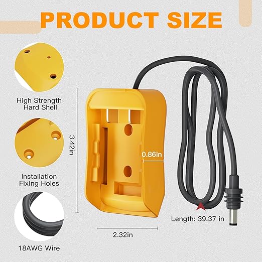 Power Cable and Battery Adapter, Compatible with/Replacement for De.walt Batteries, 3.2FT Plug-and-Play Design, DC Power Cable Cord for Starlink Mini, 1M Starlink Mini Accessories (for De.walt)