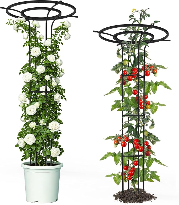Trellis for Climbing Plants Outdoor, 70.9 Inch Mushroom Top Trellis for Climbing Plants, Metal Plant Support for Potted Plants Climbing Vine Rose Clematis Vegetable Trellis (2 Pack)