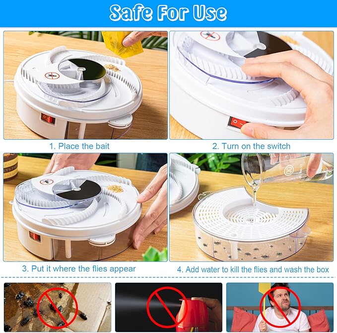 Qualirey Electric Fly Trap Fly Bug Catcher Pest Device Gnat Flying Insect Trap Automatic Indoor Pest Gnat Traps Reject Control Catcher Repellents Tools for Patios Ranch(USB)