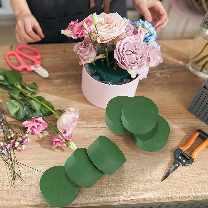 Hahood 24 Pieces Round Floral Foam Blocks 3.15 Inch DIY Flower Arrangement Kit Wet Green Floral Foam Block for Wedding Florist Supplies Wet Dry Flower Party Decorations