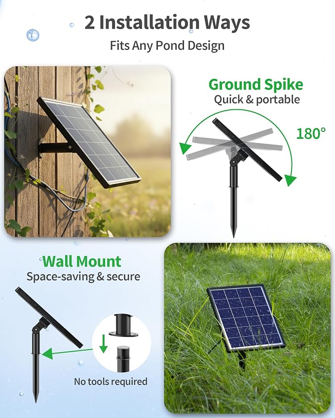 POPOSOAP 4W Solar Pond Aerator, Solar Air Pump for Pond with 2200 mAh Battery Backup, 3 Modes & Separated Solar Panel for Small Outdoor Pond Fish Tank Hydroponics P9235